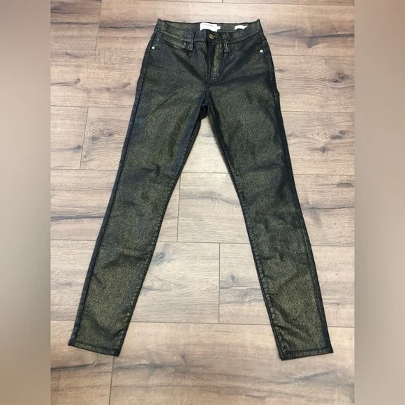 FRAME DENIM LE HIGH SKINNY COATED HIGH WAISTED JEANS SIZE 26 - Picture 2 of 9